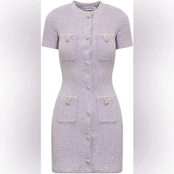 Self-Portrait Sequin Knit Mini Dress - Picture 5 of 7